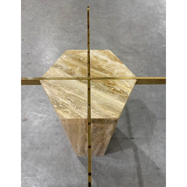 Postmod Italian Marble Glass Dining Table For Sale - Image 4 of 10