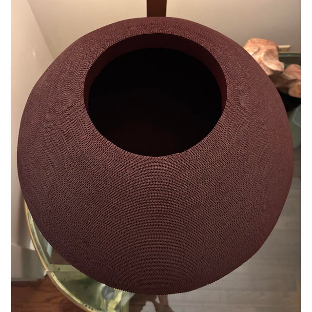 1980s 1980s Corrugated Cardboard Large Vessel Floor Vase in Bordeaux by Flute Chicago For Sale - Image 5 of 6