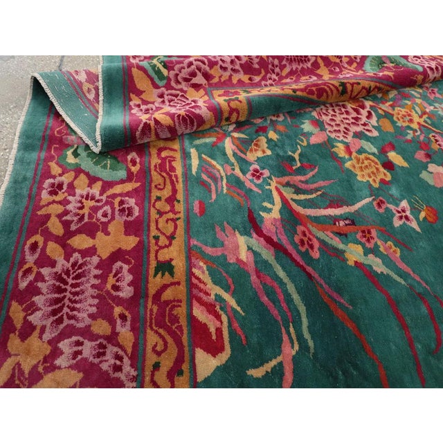 Burgundy Galerie Shabab Collection Mid-20th Century Chinese Art Deco Small Room Size Carpet For Sale - Image 8 of 8