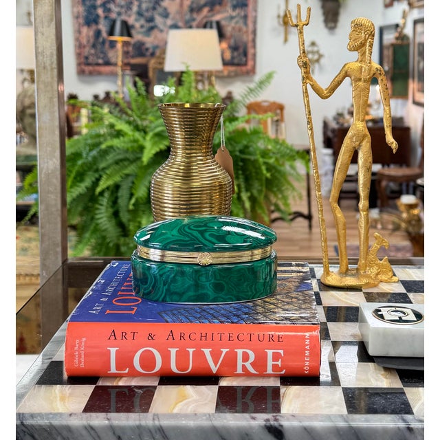 Vintage Frederick Cooper Style Porcelain Faux Malachite Box For Sale - Image 10 of 10