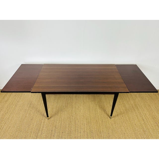 Art Deco Modern Extendable Dining Table in Macassar Ebony, France, 1950s For Sale - Image 4 of 14