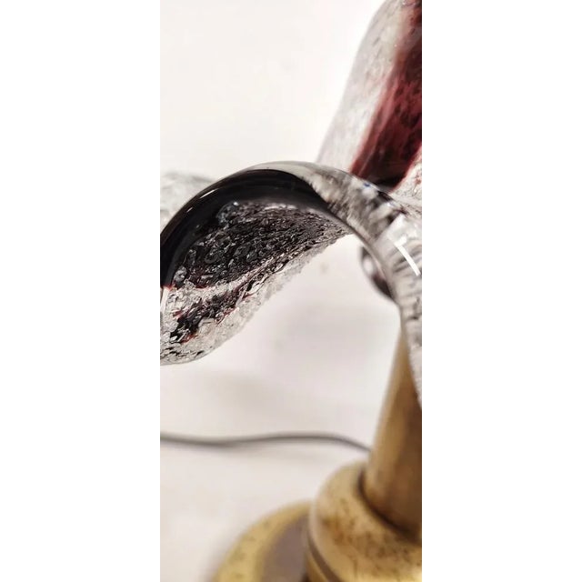 Gold Table Lamp with Glass Tulip. Italy, 1980s For Sale - Image 8 of 13