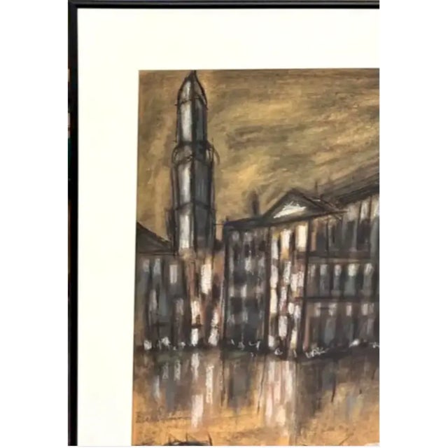 Mid-Century Modern Mid Century 1958 Painting - Boat in the City, Signed - Venice Italy For Sale - Image 3 of 7