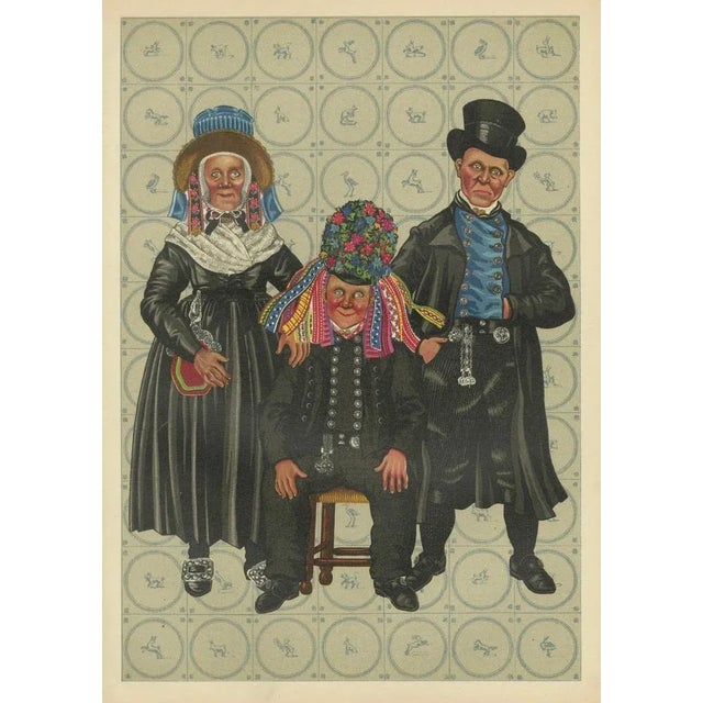 Beige Vincent, Brooks, Day & Son, Staphorst Ceremonial Dress with Shell Hat and Silver Fobs, 1932, Paper For Sale - Image 8 of 11