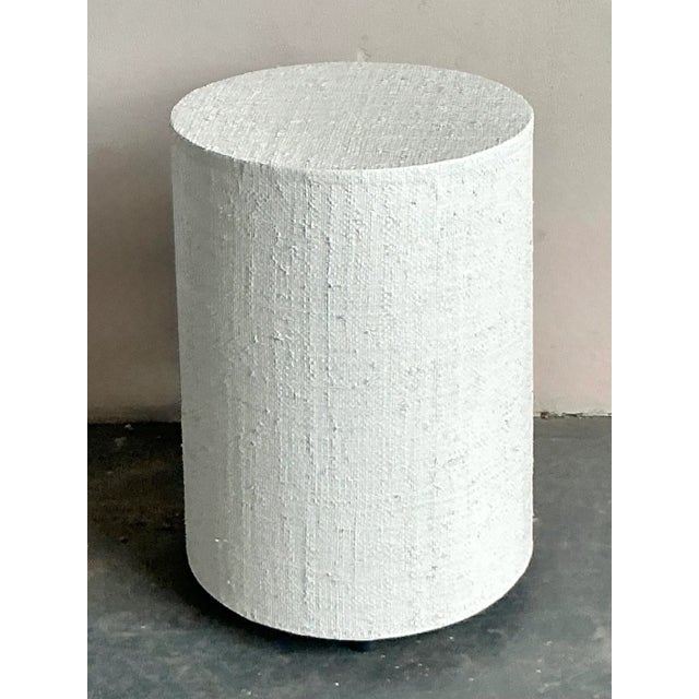 Vintage Boho Painted Grasscloth Side Table For Sale - Image 4 of 5