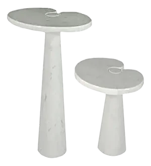 Italian Eros Series Coffee Tables in White Carrara Marble by Angelo Mangiarotti, 1970s, Set of 2