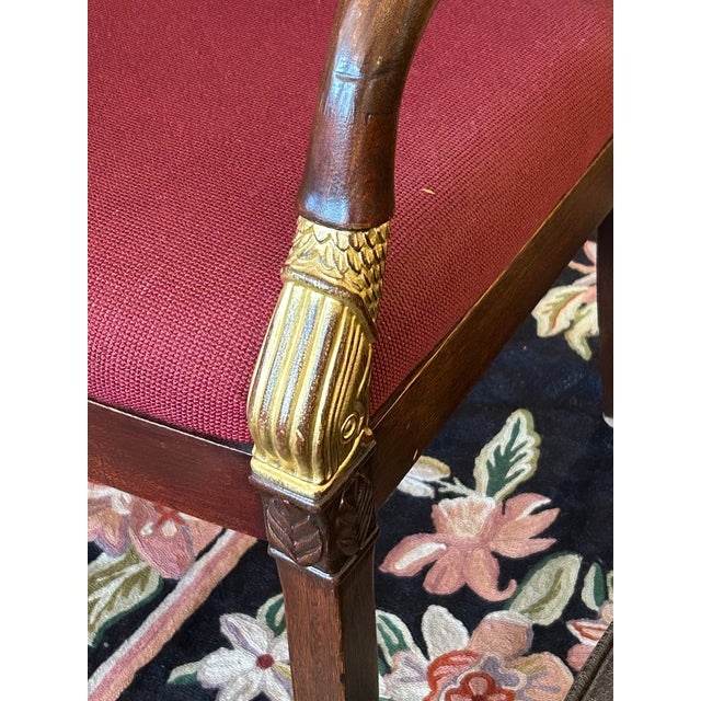 Empire Style Walnut & Upholstered Armchair For Sale In Philadelphia - Image 6 of 9
