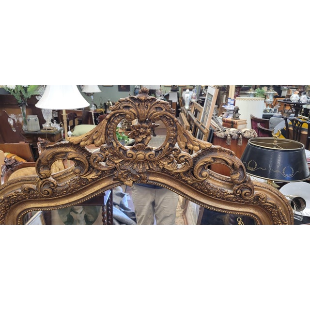 Glass 1900s Super Fine Large Gold French Style Mirror For Sale - Image 7 of 8