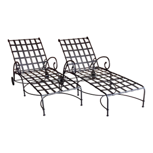 Pair of Restored Richard Frinier for Brown Jordan “Florentine” Pattern Chaise Loungers