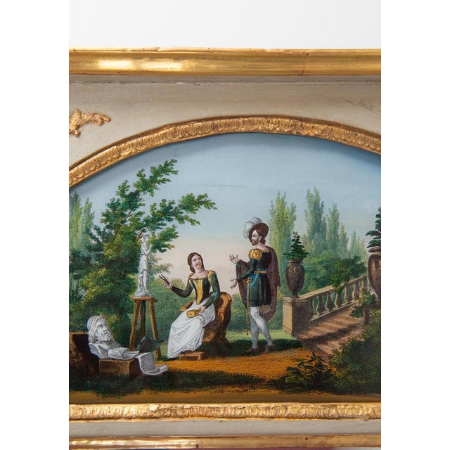 Antique French Restoration Painted Trumeau Mirror, 1830s For Sale - Image 5 of 11