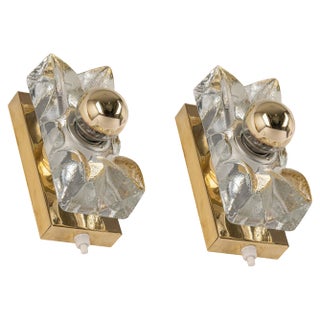 Glass Wall Light attributed to Sische, Germany, 1970s, Set of 2 For Sale