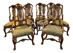 Antique Victorian Walnut Dining Chairs, 1890, Set of 10