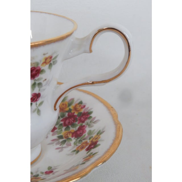 Royal Grafton Red Yellow Roses Bone China Flowers Tea Cup and Saucer Set 4655b For Sale - Image 11 of 12