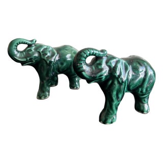 Ceramic Elephants from Saint Clément, 1950, Set of 2 For Sale