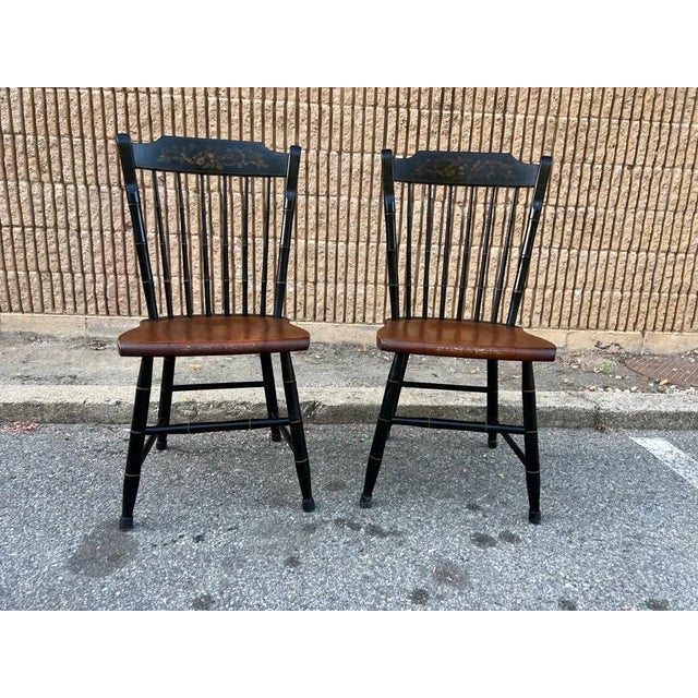 1960s Pair Hitchcock Stencil Side Chairs For Sale - Image 9 of 12