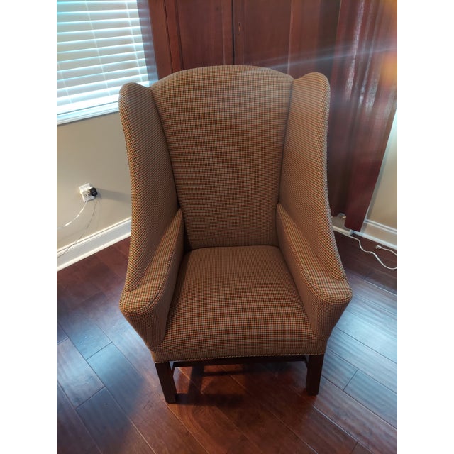 Upholstered Wingback chairs are in excellent condition. Comfortable living room or sitting room chairs with matching...