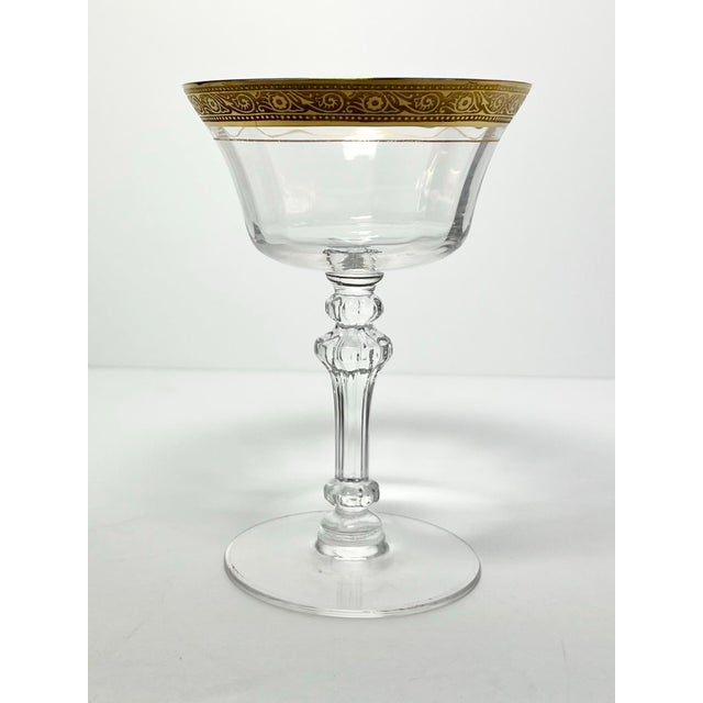 American 1960s Tiffin-Franciscan “Minton” Set of 4 Coupe Champagne Glasses For Sale - Image 3 of 4