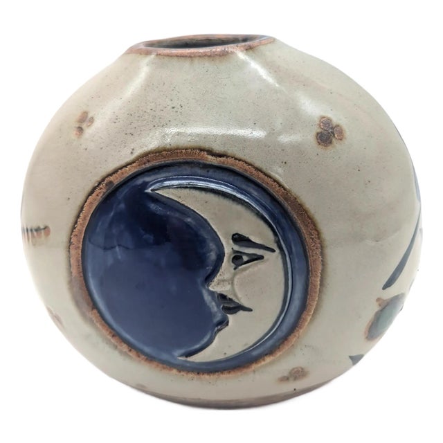 1970s "El Palomar" Tonalá Mexico Ceramic Sun & Moon Vase by Jorge Wilmot For Sale