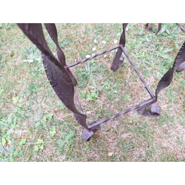Brown Brutalist Garden Columns in Wrought Iron and Veined Marble, Set of 2 For Sale - Image 8 of 16