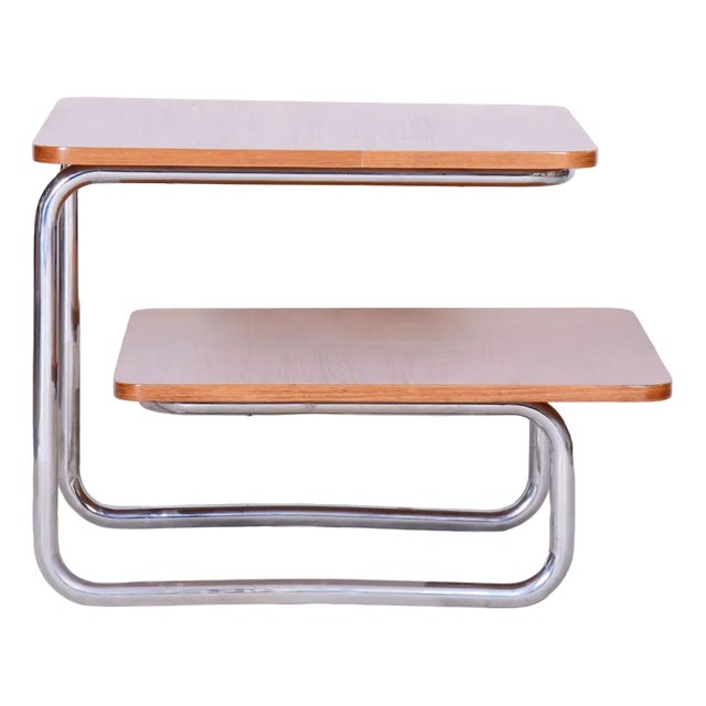 Bauhaus Coffee Table in Beech & Chrome from Mücke Melder, Czechia, 1930s For Sale