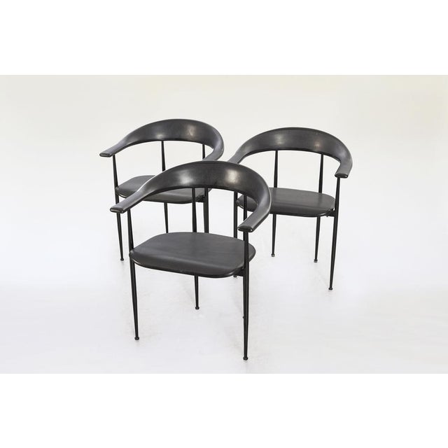Vintage Black P40 Armchair by Giancarlo Vegni for Fasem, 1980s For Sale - Image 4 of 10