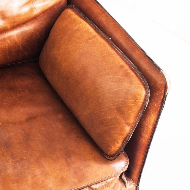 Vintage Camel Buffalo Leather Club Chair from Roche Bobois, France, 1980s For Sale - Image 16 of 18