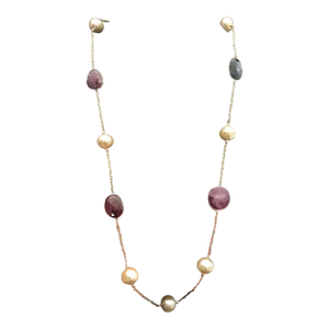 South Sea Pearl Sapphire Ruby 14 Karat Necklace Italy Certified