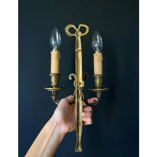 Metal Bronze Wall Lights, 1960s, Set of 2 For Sale - Image 7 of 13