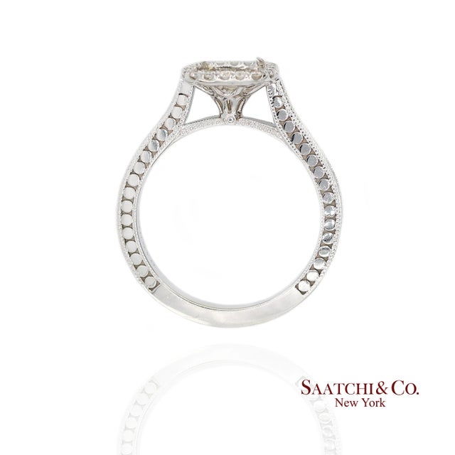 14k (585) White Gold Natural Brilliant Diamond Semi Mount Ring Size 7 For Sale - Image 4 of 11