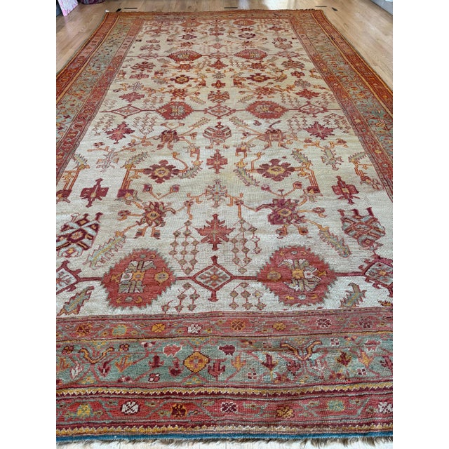 Late 19th Century Turkish Oushak Rug Soft Ivory Field, Terracotta & Gold Tones For Sale - Image 10 of 18