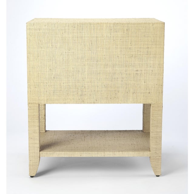 2020s Amelle 24 in. W Rectangular Raffia 2 Drawer Nightstand with Lower Open Shelf, Cream Raffia For Sale - Image 5 of 9