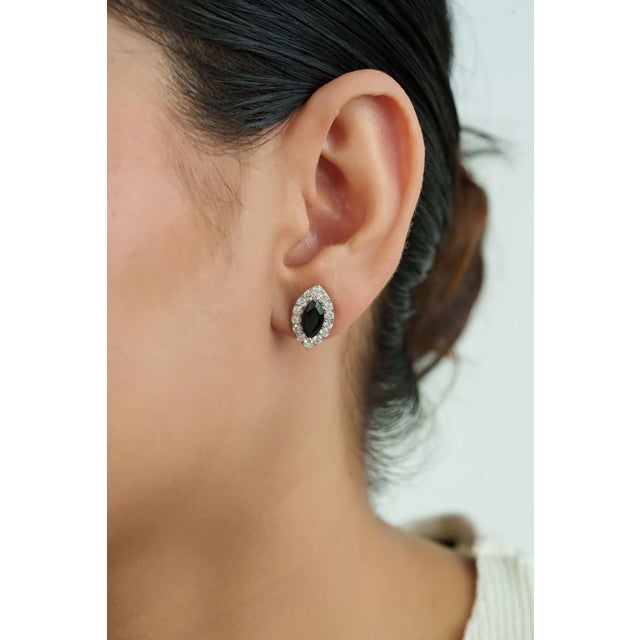 14k White Gold 3.32ct Marquise Blue Sapphire & Diamond Earrings- 2 Pieces For Sale - Image 9 of 14