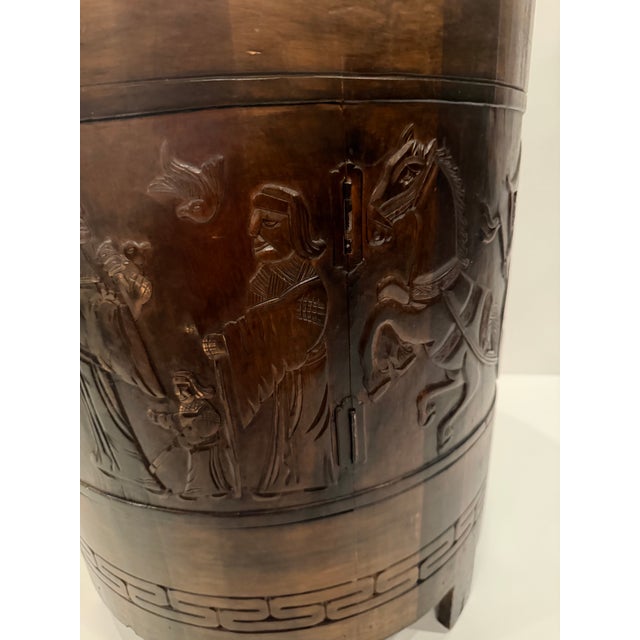 Carved Wood Drum End Tables -a Pair For Sale - Image 12 of 13