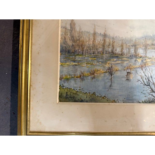 1940s F Cavel, Marsh Landscape, Lithograph, Framed For Sale - Image 5 of 10