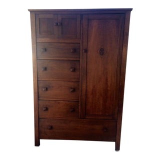 Arts and Crafts Antique Cherry Wood Armoire For Sale