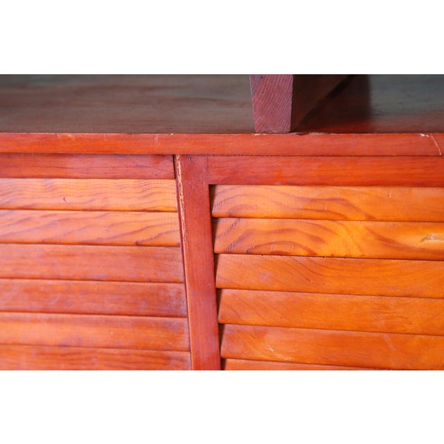 1970s Studio Made Double Sided Console Tables in Pine With Louvered Doors - A Pair For Sale - Image 12 of 13