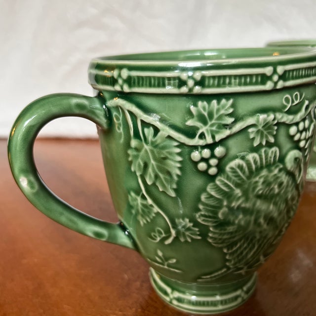 Ceramic Vintage Majolica Turkey Mugs by Bordallo Pinheiro Set of Four For Sale - Image 7 of 10
