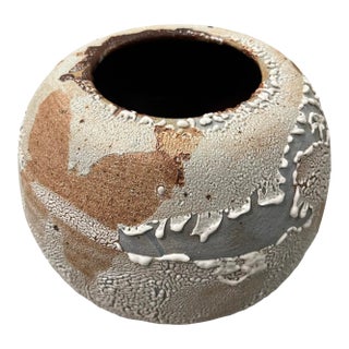2002 Weed Pottery Butterfly Beach Studio Pottery Orb Vase Ceramic Organic Boho Signed Nina Lalli For Sale