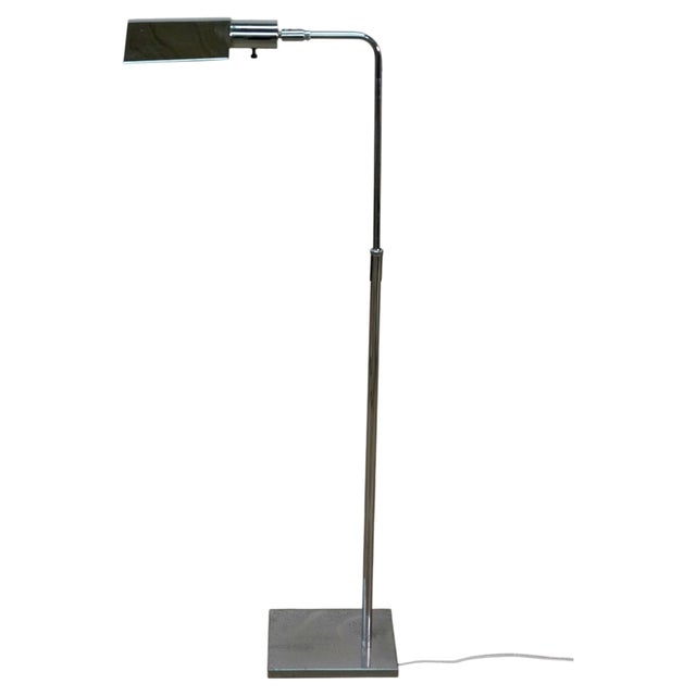 Chrome Mid-Century Chrome Swing Arm Pharmacy Task Floor Lamp by Koch & Lowy (Omi) For Sale - Image 8 of 10