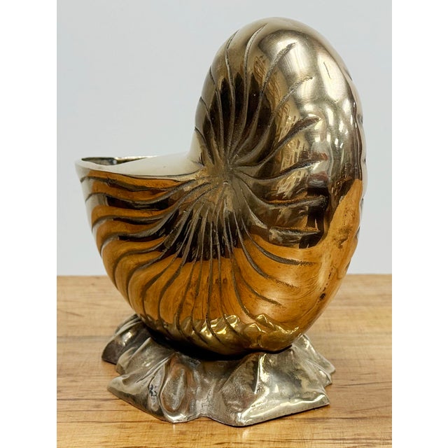 Vintage Brass Nautilus Shell Planter For Sale - Image 9 of 9