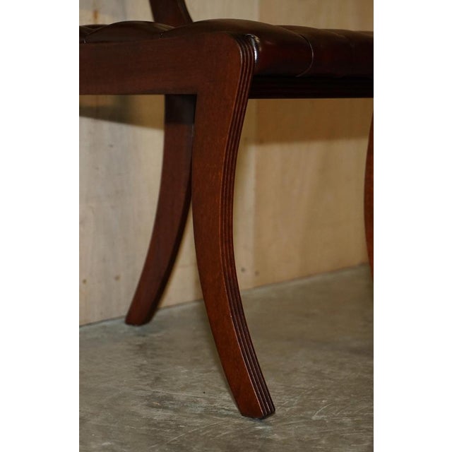 Vintage Hand Dyed Brown Leather Chesterfield Tufted Dining Chairs, Set of 6 For Sale - Image 16 of 18