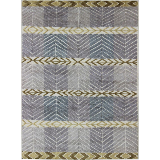 Modern Scandinavian Piled Geometric Design Rug by Keivan Woven Arts 9'2 X 11'10 For Sale