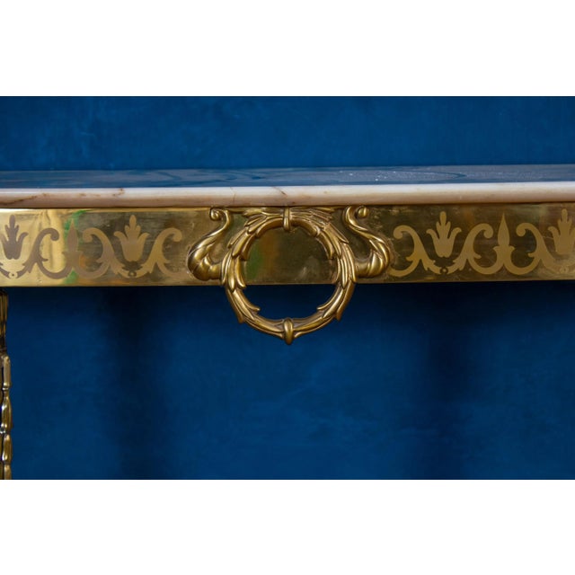 Mid Century Italian Oval Shaped Brass Console Table, 1950 For Sale - Image 6 of 11