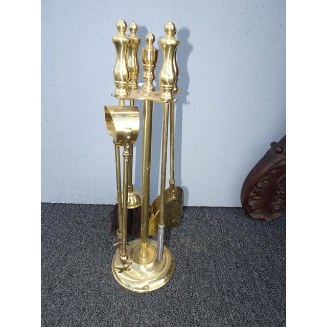 Fp 12 Vintage French Country Gold Fireplace Tools W Four Tools For Sale - Image 12 of 12