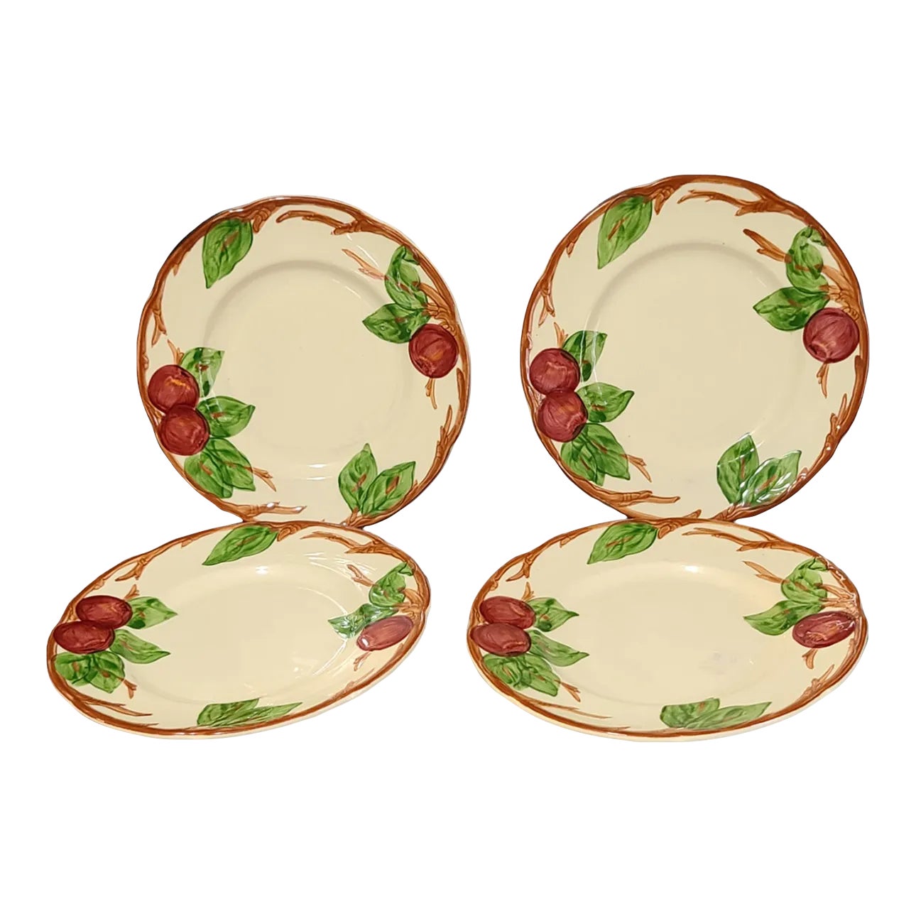 Vintage Franciscan Earthenware Apple Pattern Salad, Dessert Plates