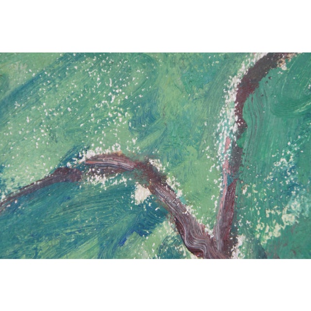 1962 Vintage Elaine Donenfeld Impressionist Woodland Landscape Painting 29" For Sale - Image 12 of 12