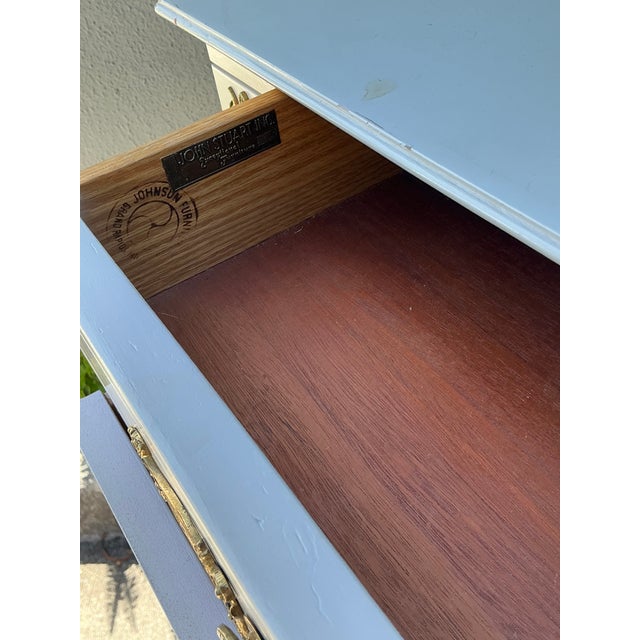 Oyster Gray Vintage John Stuart for Johnson Furniture Neoclassical Tall Chest of Drawers For Sale - Image 8 of 12