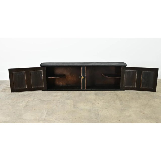 English Vintage Wall Cabinet With Recent Paint & Decoupage For Sale - Image 10 of 12