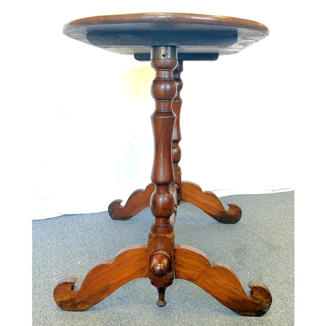 Early 20th Century Antique Hand Made Campaign Style Oval Wood Table For Sale - Image 5 of 14
