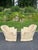 Metal Pair of Tufted Button Back Swivel Chairs in a Cream Color With Brown Piping For Sale - Image 7 of 18